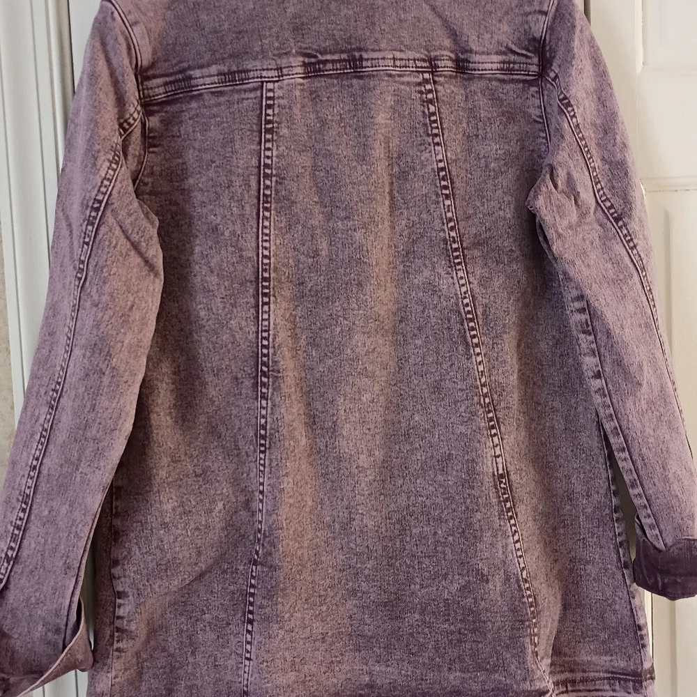 NWT.LOGO Lori Goldstein purple Stretch Denim Jacket.Pit To Pit 19" - Picture 4 of 7